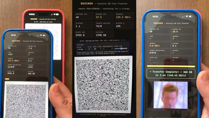 Инновационная технология передачи данных через QR-коды: 190 Кбайт/с на скорости 60 FPS